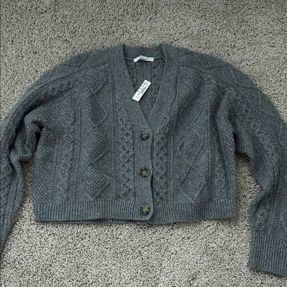 LAST CHANCE NWT MADEWELL Gray Cable Knit Cardigan
